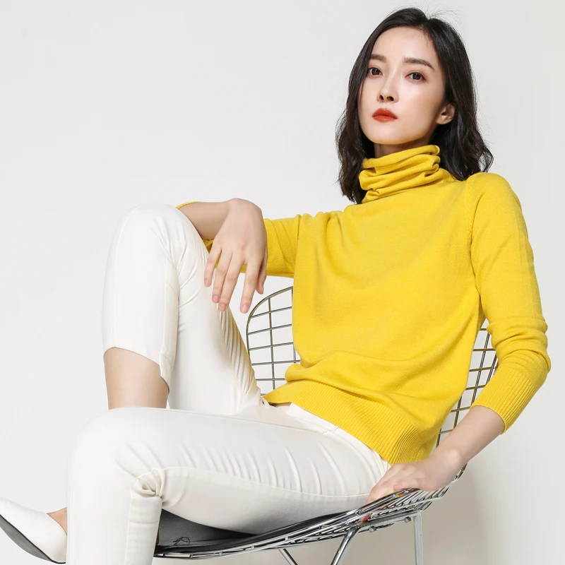 2023 New Temperament elegant Cashmere sweater women  Spring and Autumn turtleneck  loose cashmere sweater women