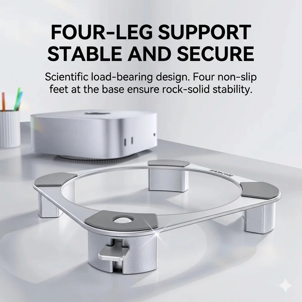 CNC Aluminum Stand for Mac mini M4 M4 Pro 2024, Cooling Base with Dust Filter, Power Button Access and Anti-Slip Pads