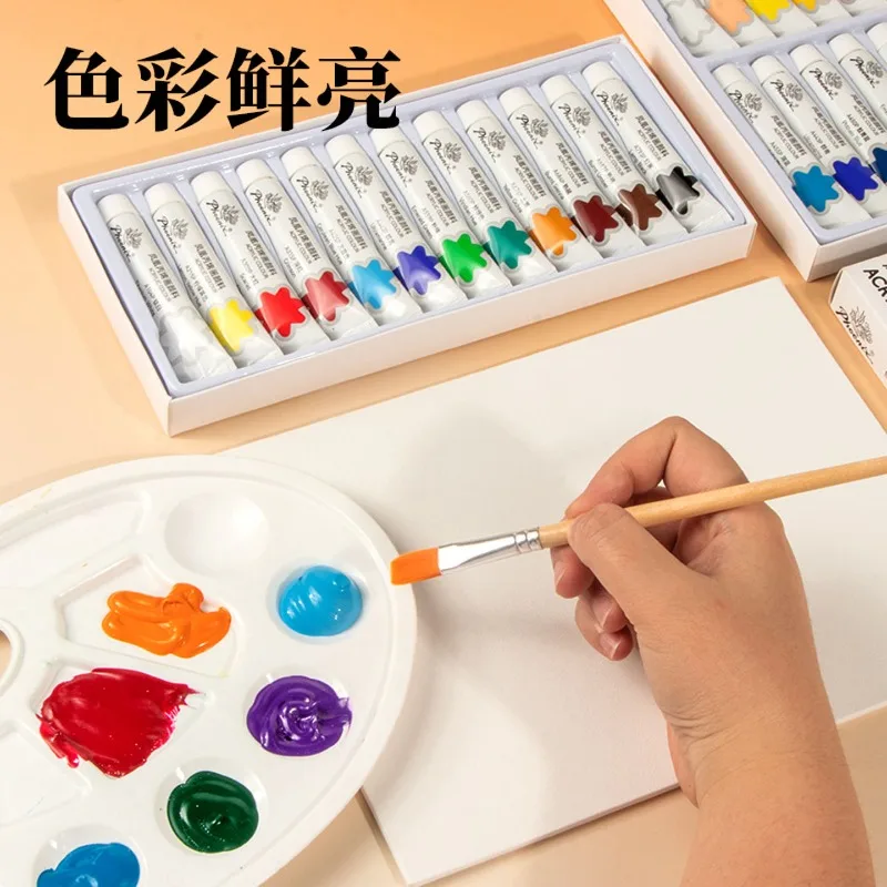 12/24色アクリル絵具セット 12mlチューブ スタジオアクリル絵具 キャンバス、工芸品、石、木材、陶器用 学生、アーティスト向け