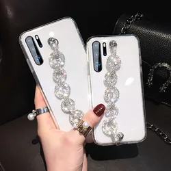 Women Bling Rhinestone Diamond Bracelet Chain Case For Samsung Galaxy S25 S24 S22 Plus S23 Ultra A13 A33 A53 A73 5G M52