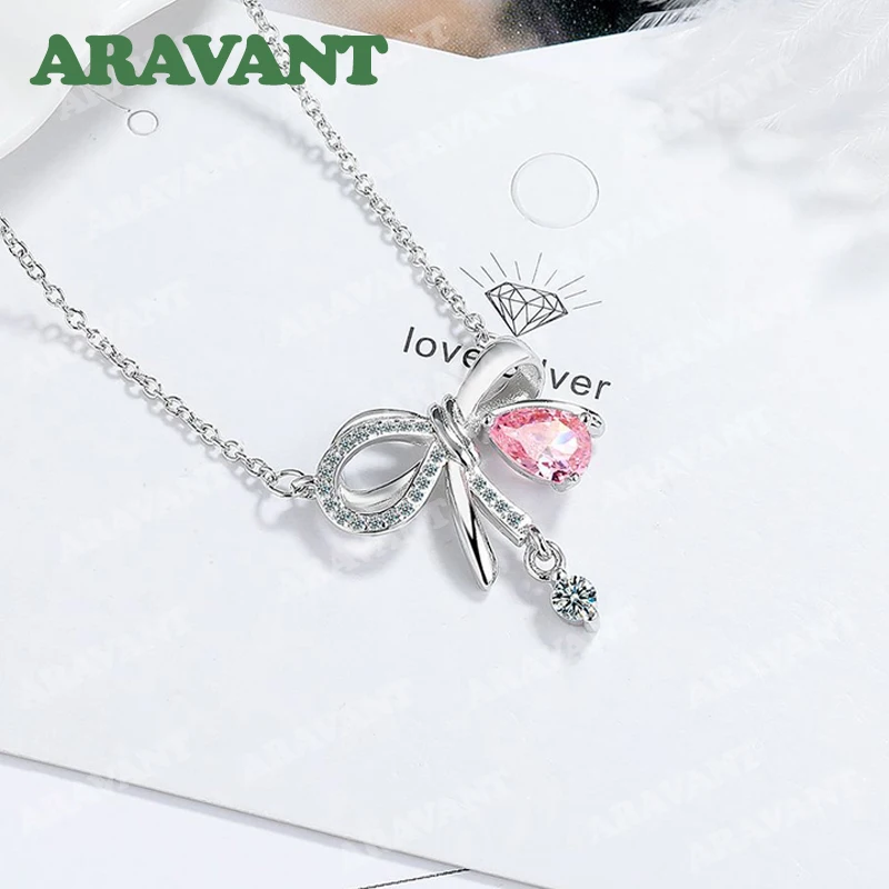 

Серебряное колье Aravant 925 пробы с бантом и цирконами для женщин, модные украшения