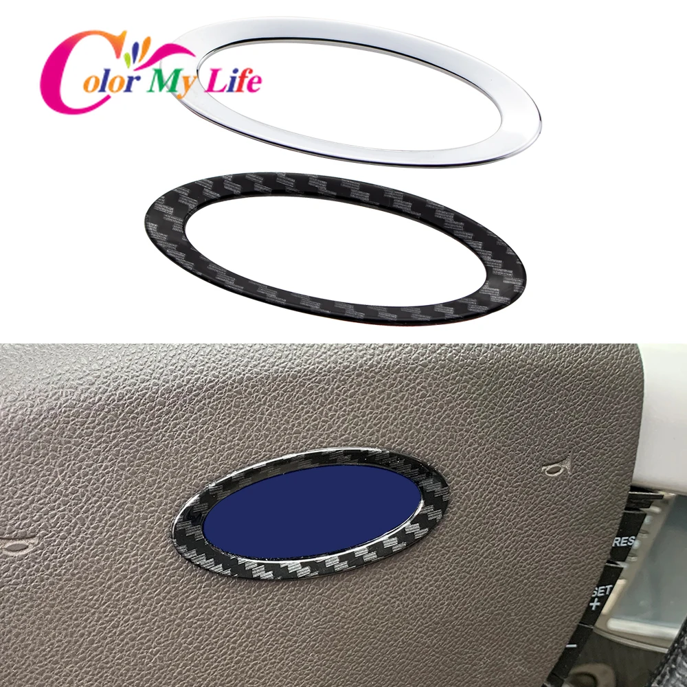 Car Steering Wheel Panel Logo Circle Sequins Trim Sticker for Ford Fiesta 2009-2015 Ecosport 2012-2017 Focus 2 MK2 2005-2011