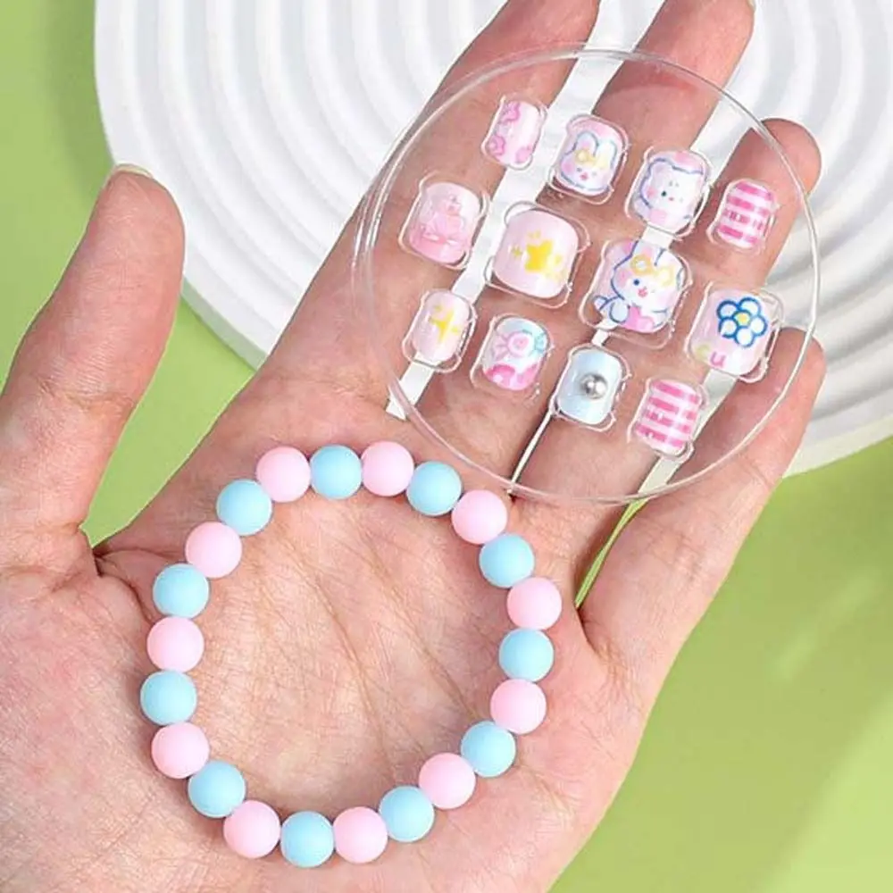 12 sztuk/zestaw Materiały do manicure Dziecięce sztuczne paznokcie Bransoletka Akcesoria do paznokci z bransoletką Dziecięce sztuczne paznokcie z kreskówkami Wzór zwierzęcy
