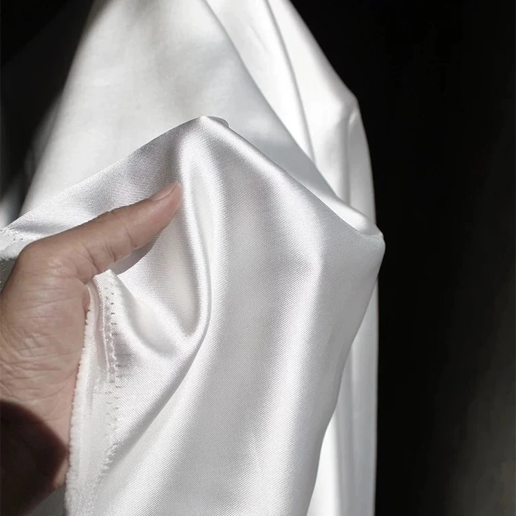 Thick Stiff Water Shine Crystal Satin Fabric Glossy Lustrous Smooth Designer Fabric for High Fashion Garment Making