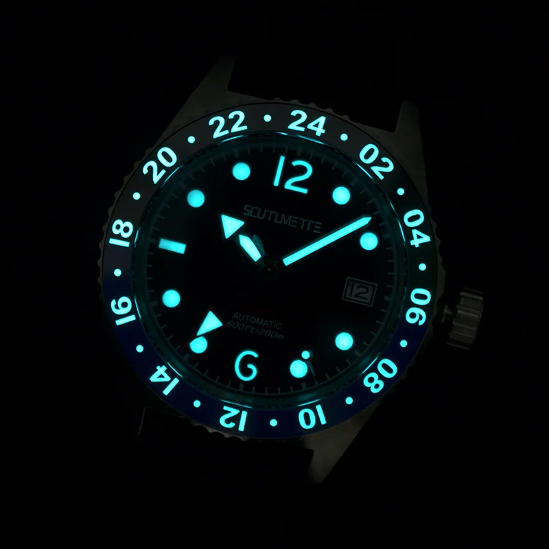 SCMT SeaQ 1969 Homage GMT Watches NH34 Enamel Sapphire Crystal 20ATM Luminous Stainless Steel Bracelect Automatic Wristwatches