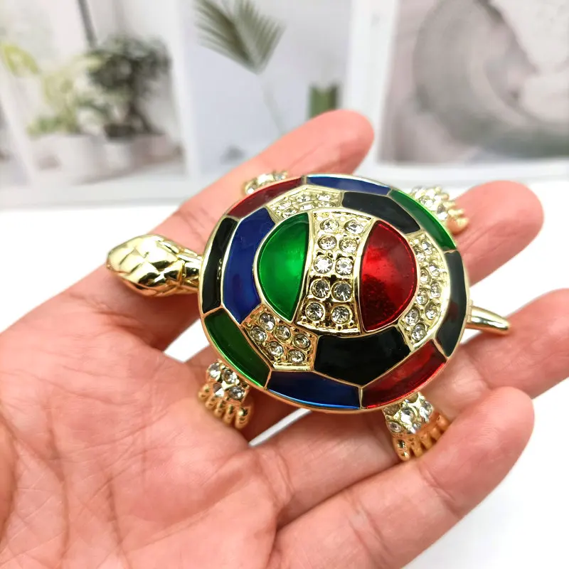 SHINNYGIFTS Crystal Studded Turtle Shape Jewelry Box, Handmade Miniatures, Sea Turtles,  Feng Shui Craft