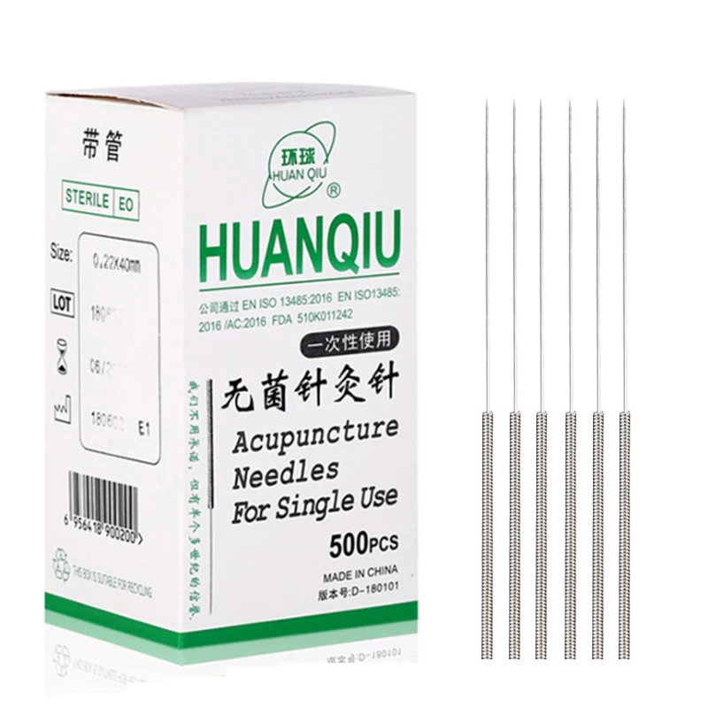 500pcs beauty massage acupuncture needle 0.16/0.18/0.22/0.25/0.30/0.35mm Huanqiu sterile disposable acupuncture needle