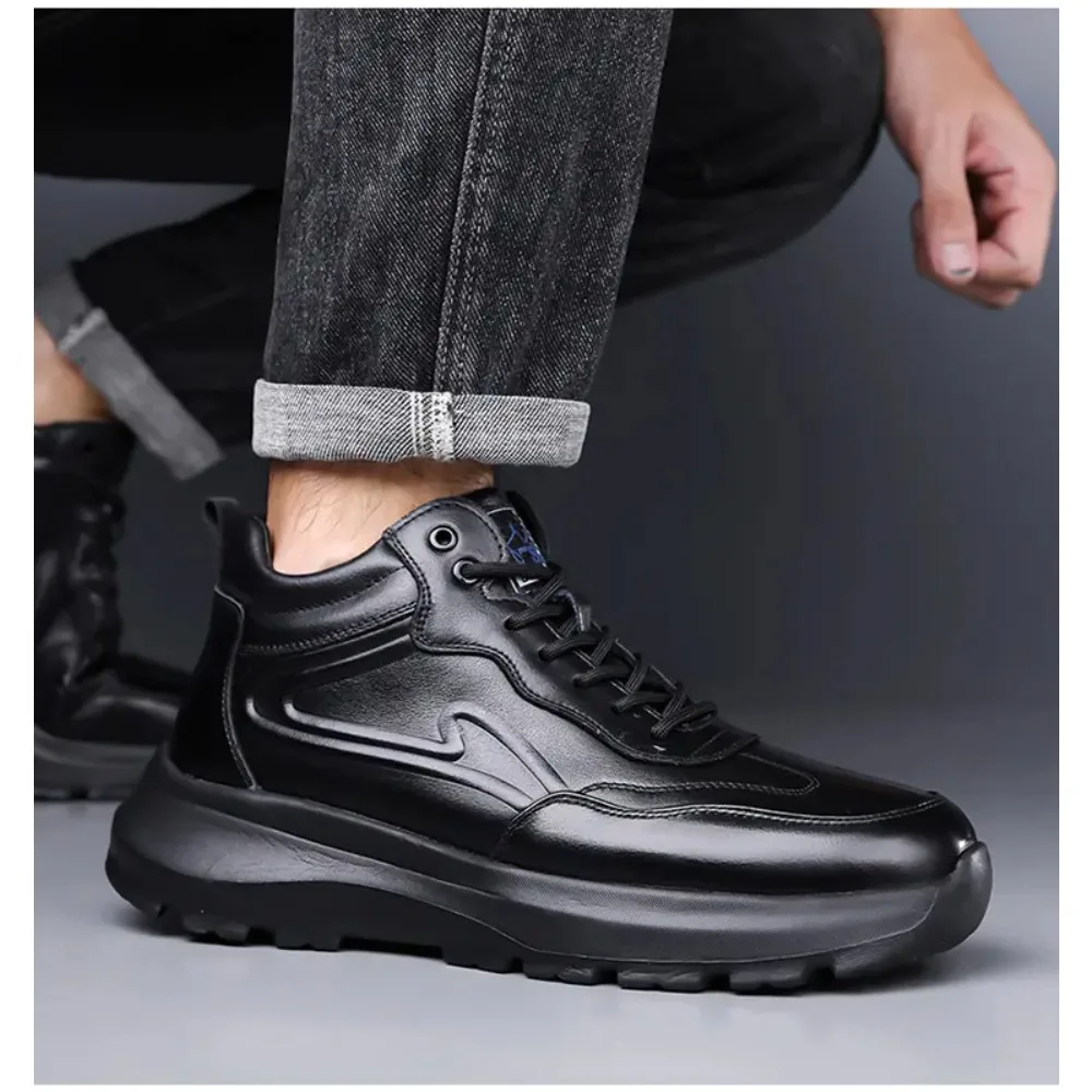 2025 herbst Neue Leichte Männer Casual Leder Turnschuhe Nicht-slip Atmungsaktiv Männlichen Outdoor Laufschuhe Lace Up Weiche Sport schuhe