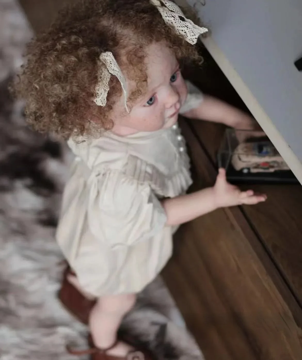 DLS – poupée bébé Reborn Fritzi personnalisée, 60cm, avec cheveux enracinés à la main, poupée déjà finie, cadeau de noël