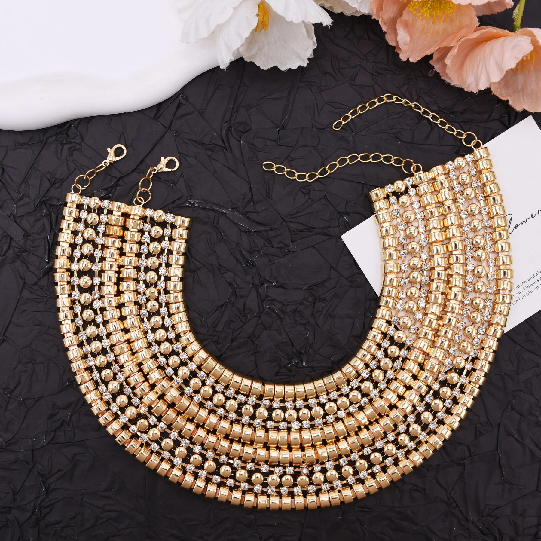 Luxury Multi Row Rhinestone Choker Necklace Fashion Wide Collar Bib Statement Necklaces Perfect for Weddings Proms Formal Events