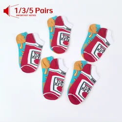 1 /3/5 Pairs Novelty Unisex French Fry & Ketchup Short Socks Suit In Spring Summer For Daily