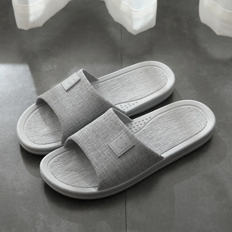 Men's Home Square Smiley Non-slip Slippers Home Bathroom Special Anti-water PVC Sandals Adult Indoor Shoes