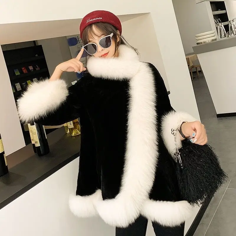 Autunno e inverno di media lunghezza Shaggy peloso spesso caldo morbido cappotto di pelliccia sintetica donna floccaggio stile Casual soffice giacca 2024 Y07