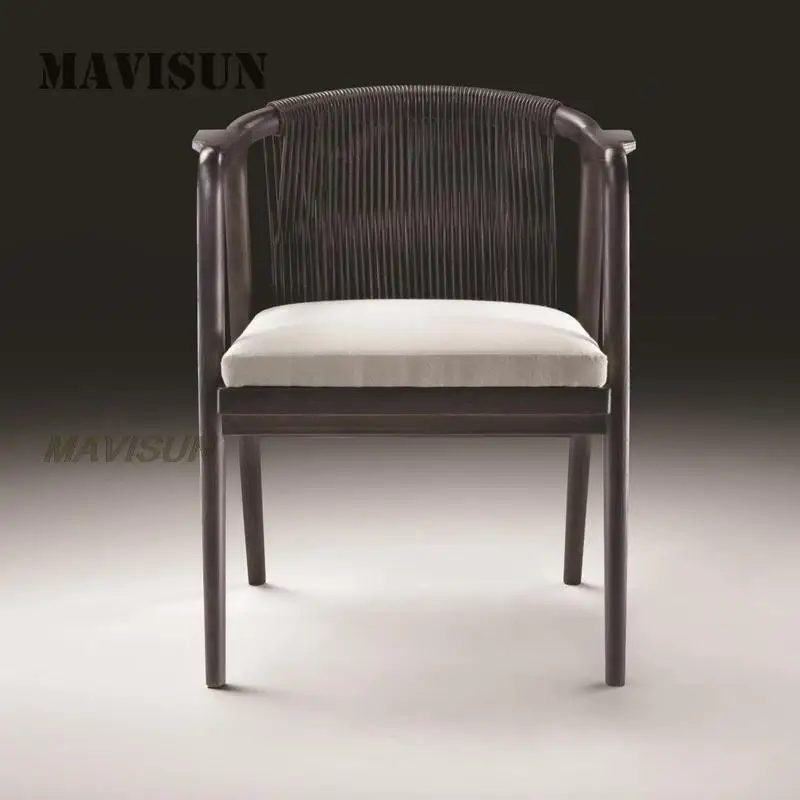 

Latest Rattan Chair For Model Room Wooden Chair Villa Small Sofa Combination Modern Style Living Room Long Dining Table