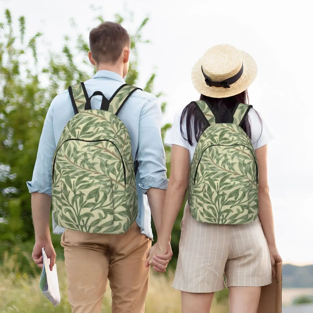 William Morris Willow Boughs mochilas de lona, patrón textil Floral, bolsas de viaje escolares universitarias, bolsa de libros para computadora portátil de 15 pulgadas