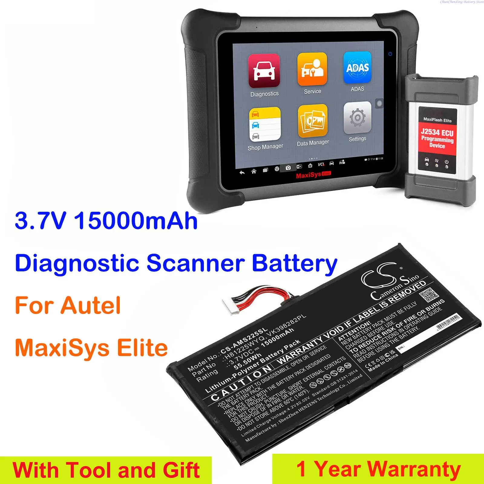 

Cameron Sino 15000mAh Diagnostic Scanner Battery H81225WYQ VK398282PL for Autel MaxiSys Elite