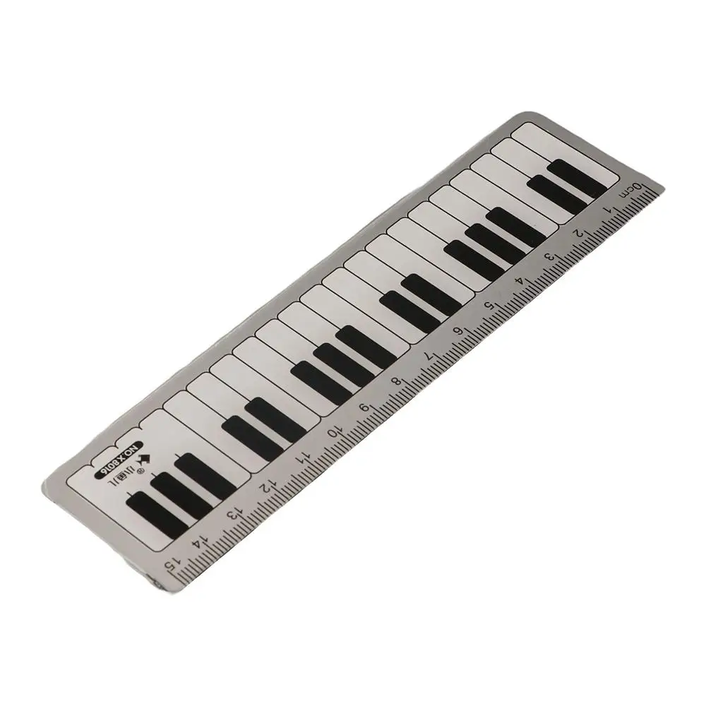 Students Portable Scale Ruler 15cm Plastic Stationery Straight Rulers Black White Musical Notes Measuring Ruler Piano Rule