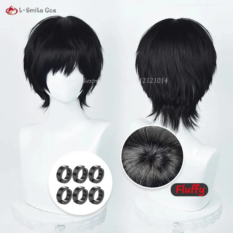 

2 стиля Yoshida Hirofumi 35 см черный косплей аниме Cos парики термостойкие синтетические волосы Хэллоуин + шапочка для парика