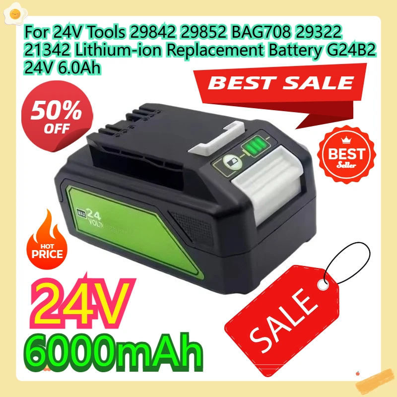 

For 24V Tools 29842 29852 BAG708 29322 21342 Lithium-ion Replacement Battery G24B2 24V 6.0Ah