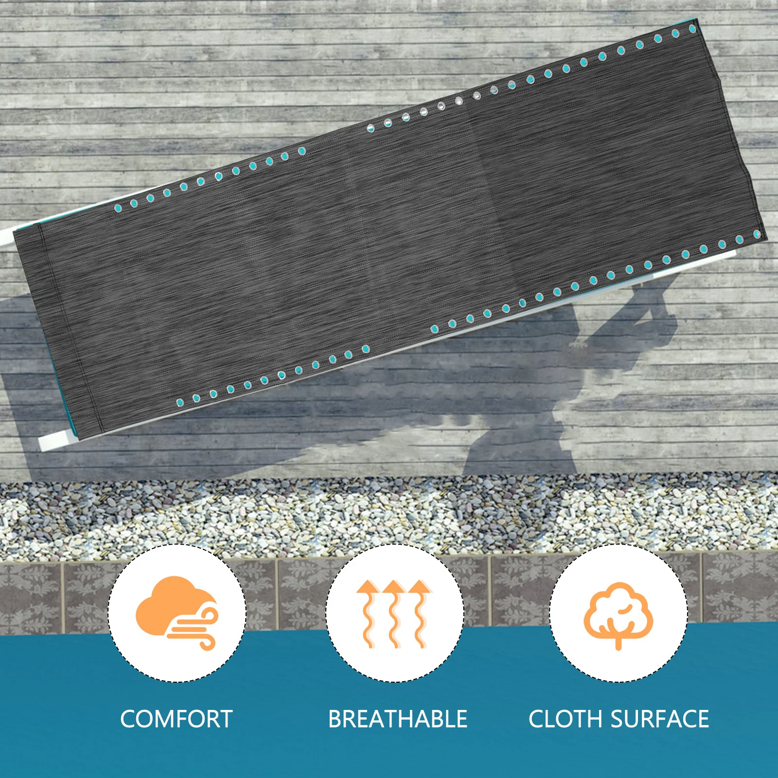 Juego de funda de asiento de malla transpirable, tela de repuesto para sillón plegable, cuerda de nailon para reparación de sillas con eslinga para Patio y playa, 1 Juego