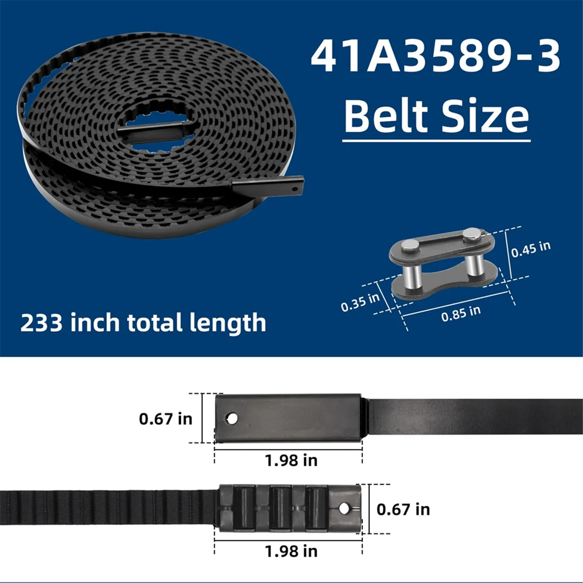 Nuova cinghia di trasmissione 41A3589-3 41A3589‐12 per porta del garage alta 7 piedi, gruppo cinghia da 233 pollici per apriporta del garage