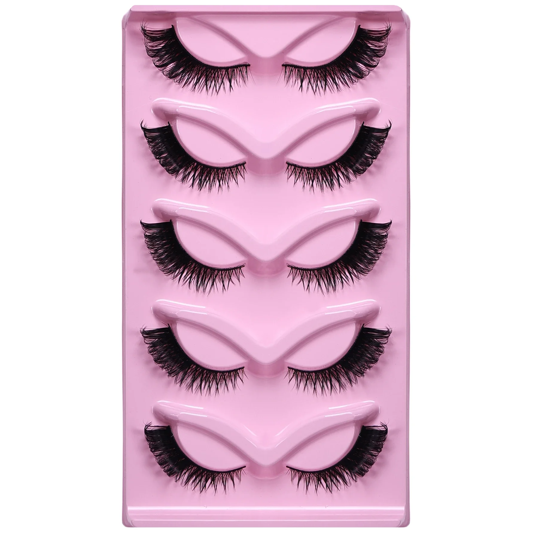 キャットアイつけまつげ 5 ペア ふわふわ、ナチュラル、スレンダー、ソフト、クロスつけまつげ テールエクステンションつけまつげ