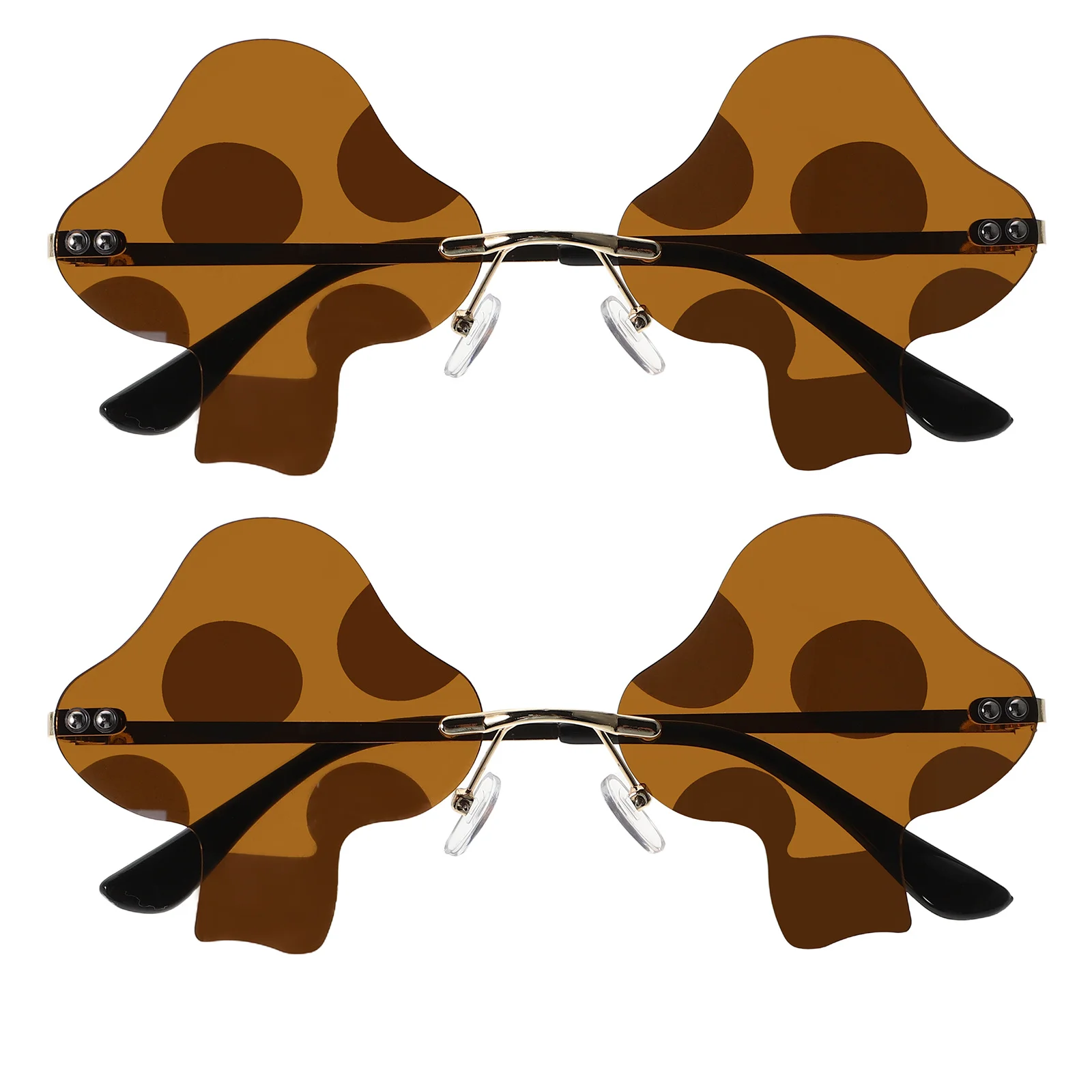 2Pcs Creative Sunglasses Mushroom Design Frameless Retro Shades for Uv Protection Lightweight Fun Party Festival Beach Wear