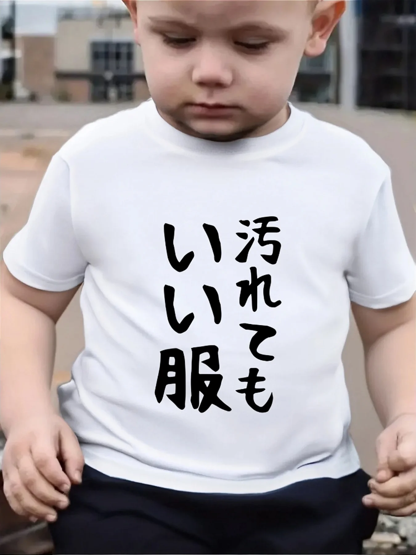 Cute Japanese Funny Letter Text Print Family Matching T Shirt Boys Girls Short Sleeve Parent Child Soft Cotton Casual Tops