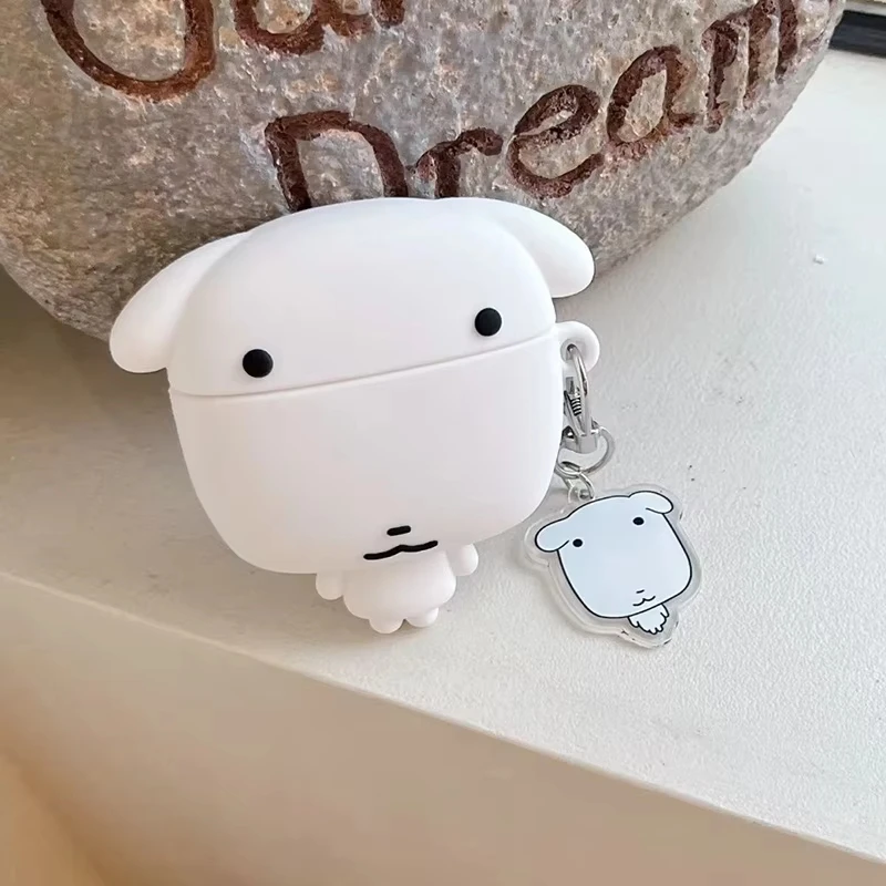 3D Cartoon White Dog Earphone Ear Bag Case Cover For Apple Airpods Pro 3 2 4 With Pandent image 4