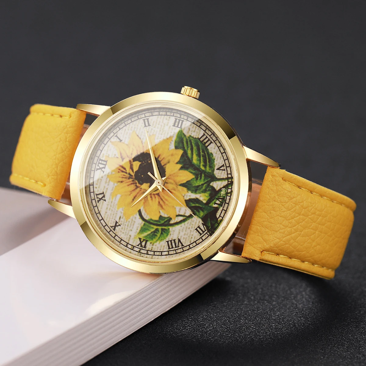 Fashion Flower Roma Dial Women Wristwatch Casual Leather Strap Quartz Watches For Ladies Clock Reloj Mujer（Without Box） image 4