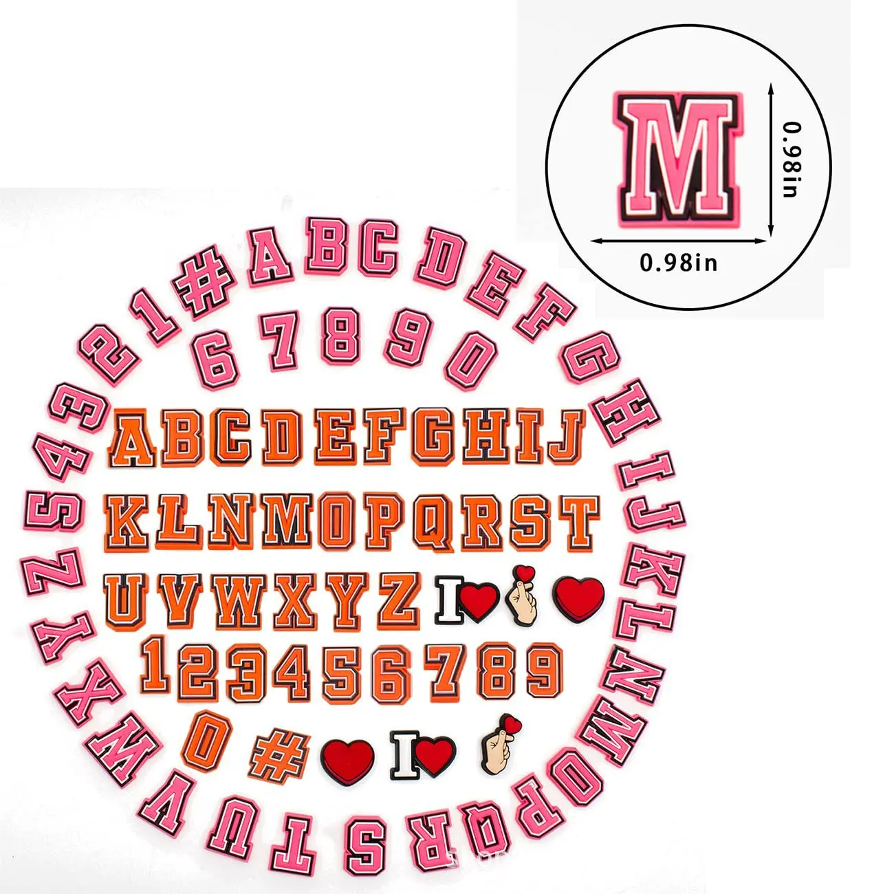 Mix Alphanumeric Shajin Series Letter Number Shoes Charms PVC Shoe Bag Wrist Strap DIY Charm Accessories Used for Xmas Gifts