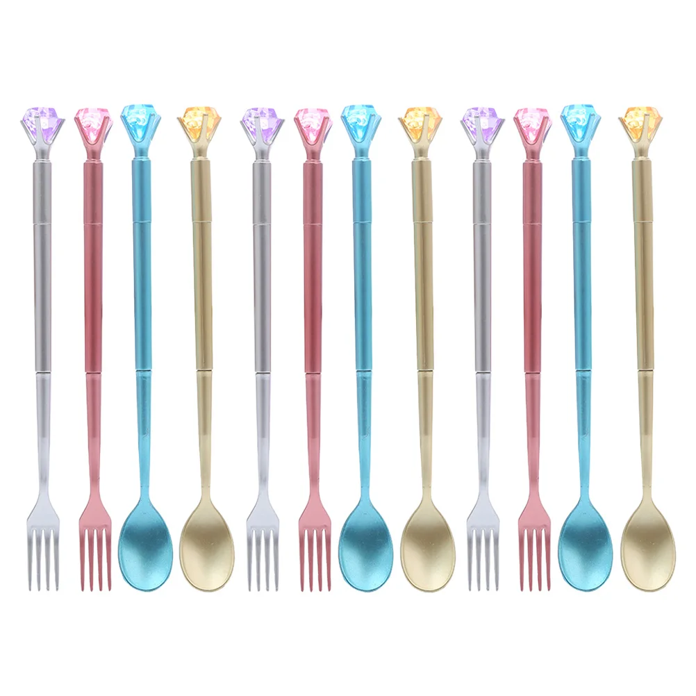 12pcs Creative Gel Pens Diamond Tableware Design Smooth Writing Stationery For School Office Multipurpose Pens Students