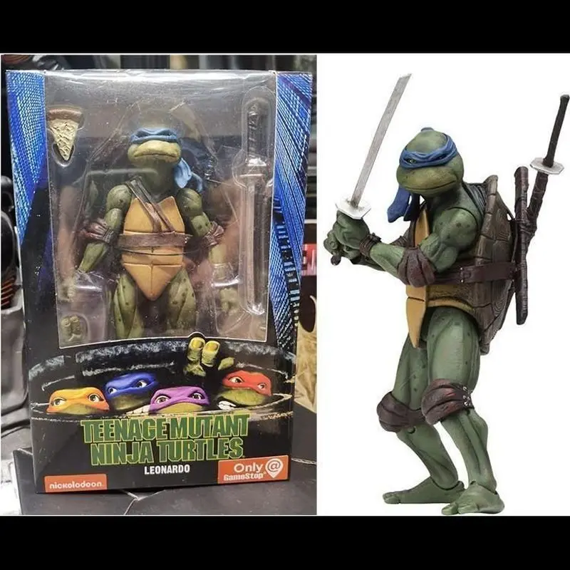 متوفر في المخزون Neca Turtles 1990 نمط الفيلم بيتزا نادي رافائيل ليوناردو مايكل أنجلو دوناتيلو شخصيات الرسوم المتحركة نموذج اللعب الهدايا