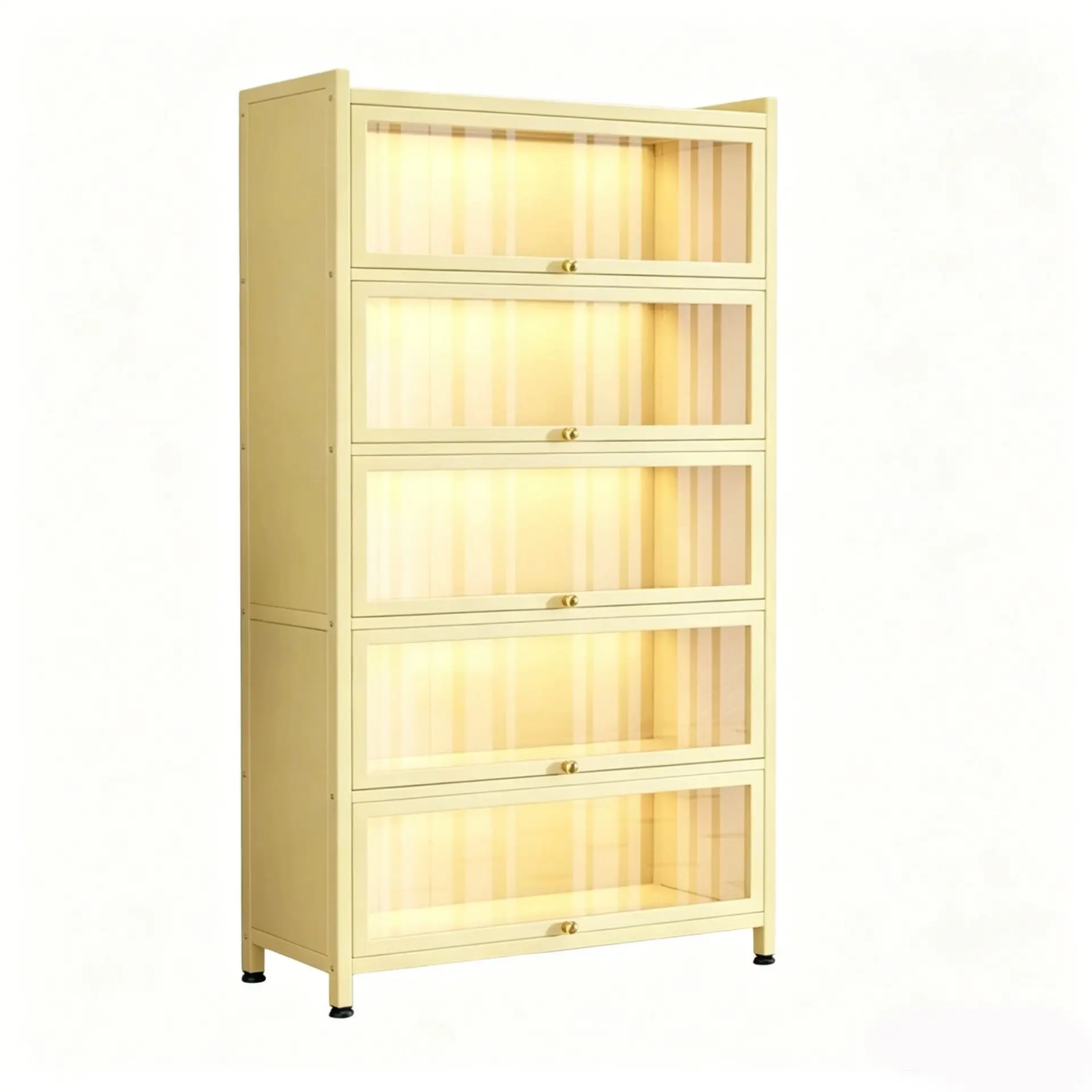 Steel bookshelf turned up glass cabinet door floor-to-ceiling bookcase dust-proof figure display cabinet pain cabinet iron view 5