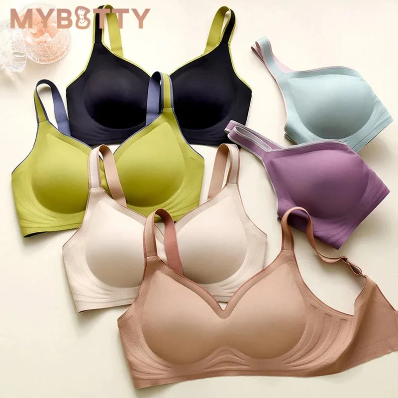 

MYBOTTY Latex Bra Women Push Up Seamless Underwear Cooling Gathers Latex 4.0 Female Intimate Plus Size Comfortable Bralette