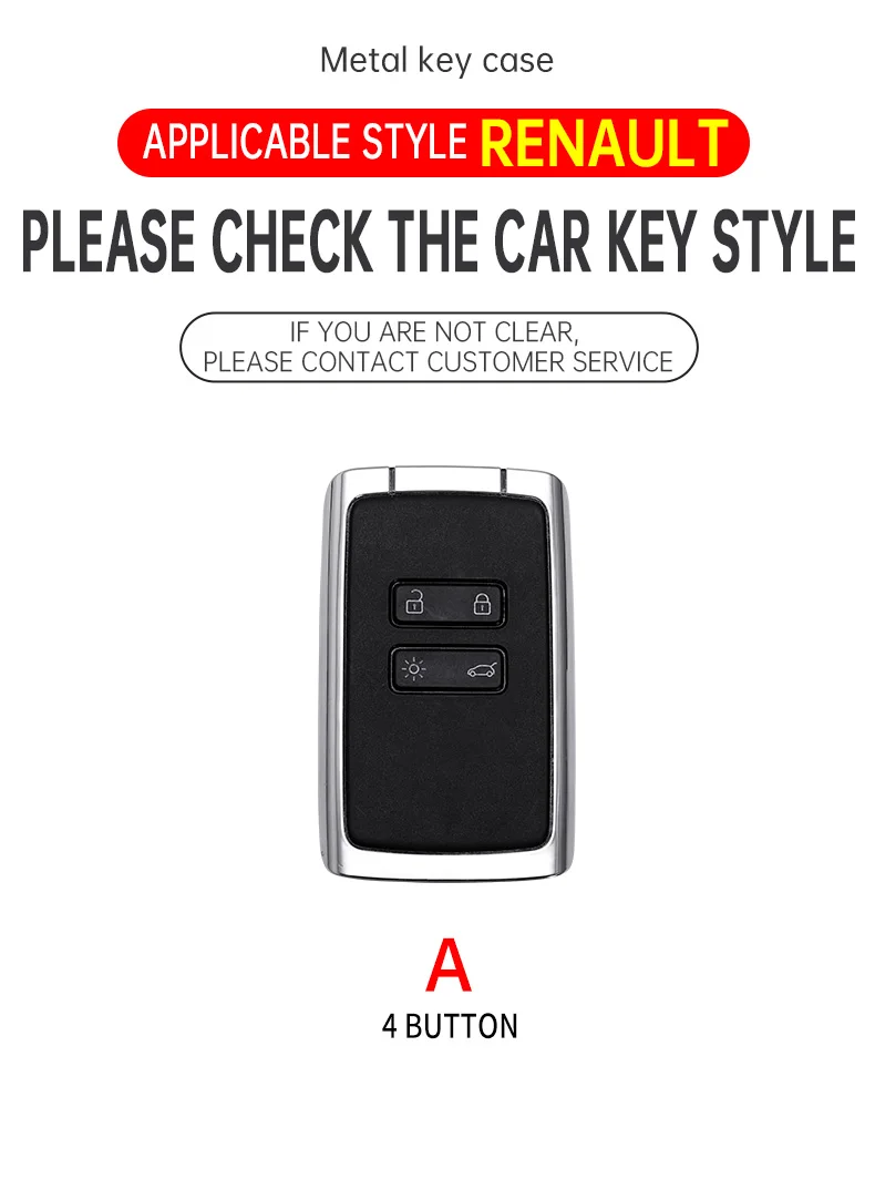Car Zinc Alloy Key Case Cover Buckle For Renault Fluence Duster Megane Kadjar Clio Auto Interior Accessories