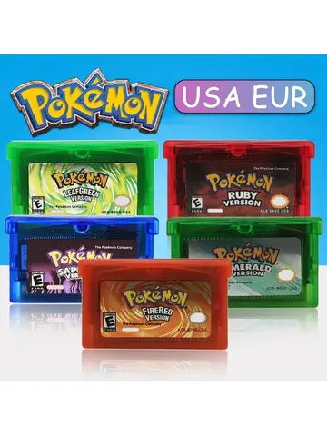 GBA Game Pokemon Series 32 Bit Video Game Cartridge Console Card Pokemon Emerald Ruby FireRed LeafGreen Sapphire Multi-language