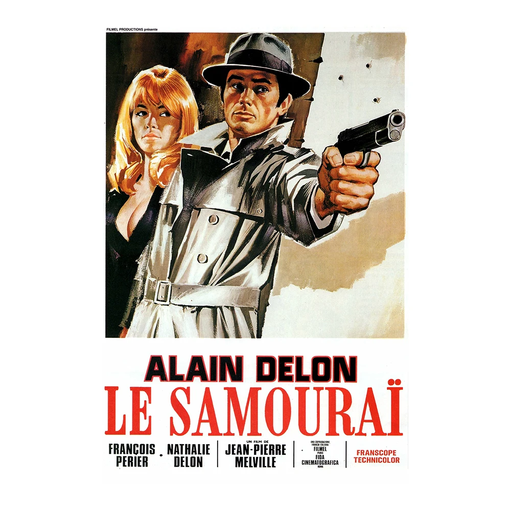 11 طباعة نسيج الحرير المشارك غرفة داخلية فيلم الحنين 《Le Samouraï》الفرنسية الساخنة شعبية فيلم ديكو اللوحة