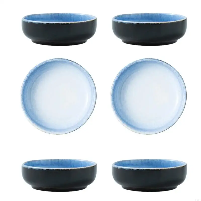 L9BE Pack of 6 Japanese Ceramic Sauce Dishes Heat Resistant Up to 200C for Sauces Dips and Kitchen Use Elegant Design