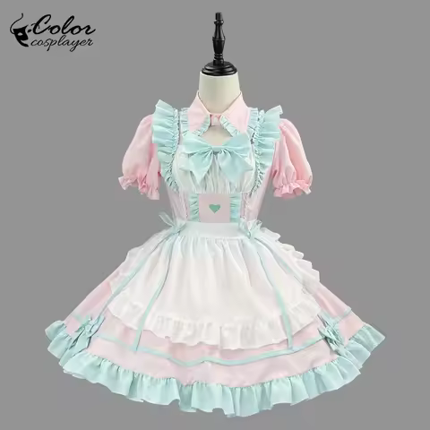 Color Cosplayer Sweet Lolita Pink Maid Cosplay Costume Kawaii Anime Dress Women Girl Lolita Comic-Con Wear Carnival Party Outfit