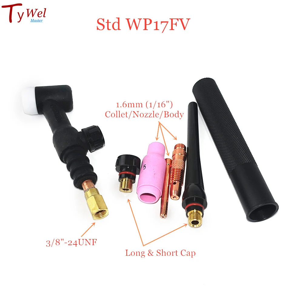 Professional WP17 TIG Torch 150A GTAW Tungsten Welding Gun Argon Air Cooled WP17V Gas Valve W7FV Flexible TIG Welding Torch