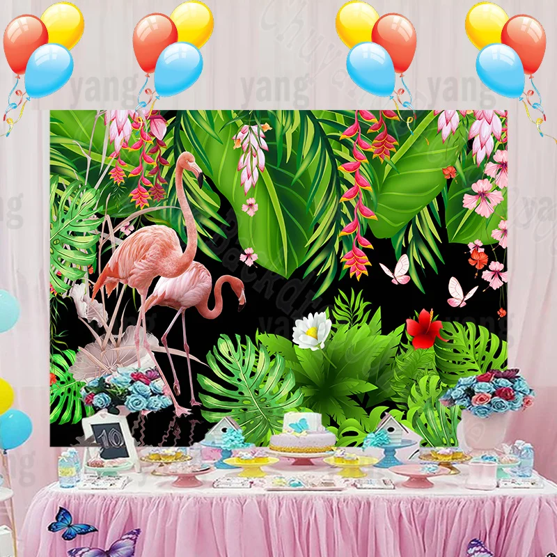 Nach Flamingo kinder Tag Hochzeitstag Glücklich Geburtstag Party Sommer Fotografie Hintergrund Dschungel Wald Hintergrund