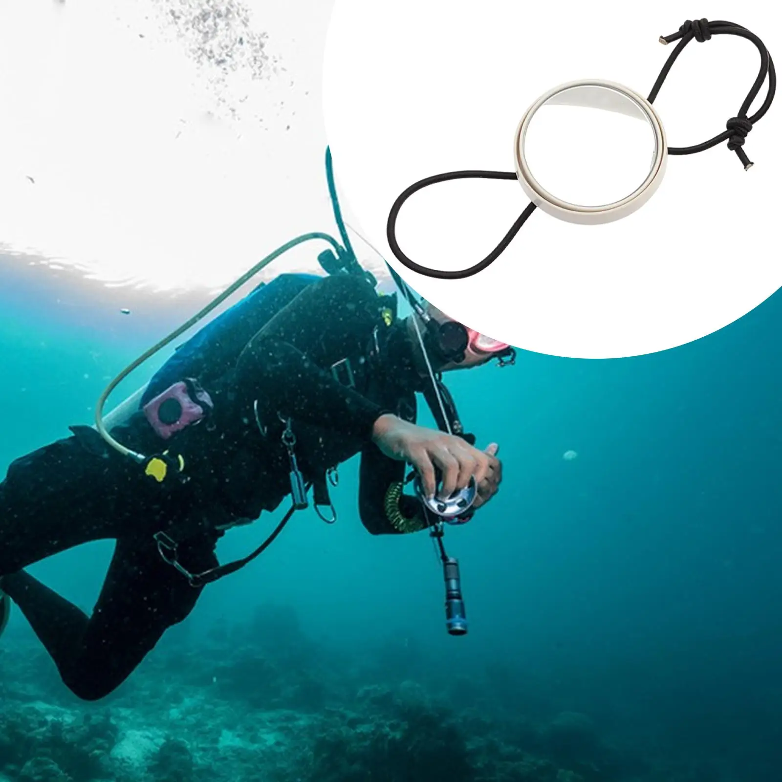 Compact Underwater Diving Rear View Mirror Adjustable Gear Accessory for Professional Diving Confined Space Use