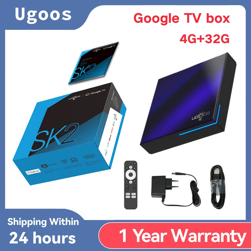 

Ugoos SK2 Smart TV Box Android 12 ARM Cortex-A55 4GB 32GB Wifi6 BT5.2 100M Set Top Box Dolby Widevine L1 DTS AV1 Support