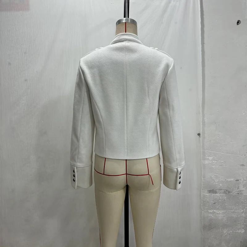 Napoleon Militär-Kurzjacke für Damen, Mehrfarbige Metall-Longsleeve-Jacken, Vintage-Oberbekleidung, Lässiger Schlanker Kurzmantel – Detail 11
