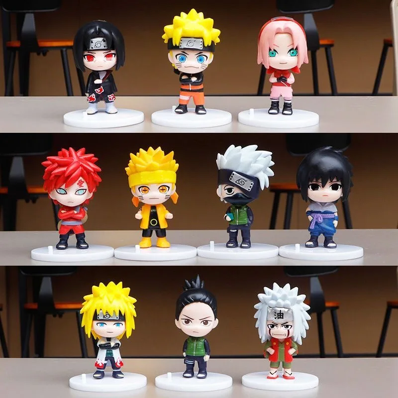

Naruto Shippuden Chibi Figure Set 10Pcs Uzumaki Naruto Sakura Kakashi Itachi Jiraiya Gaara Shikamaru Anime Collectible Toy Gift