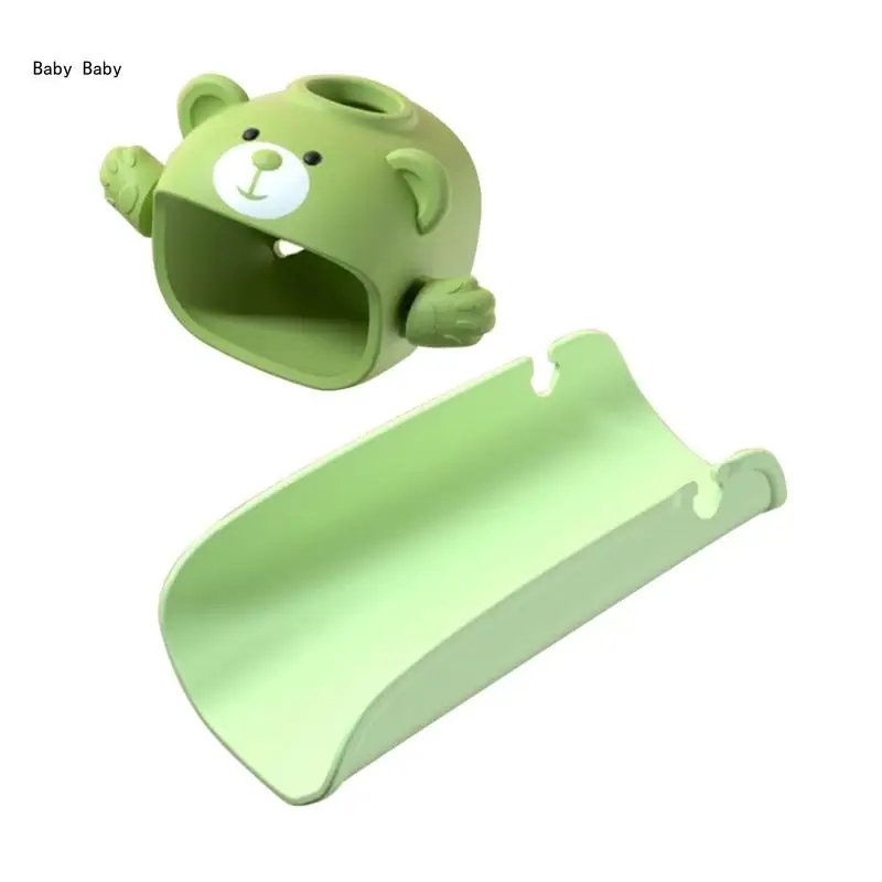 Kids Silicone Bear Faucet Extender with Temperature Sensing Child Friendly Bear Sink Faucet Extension for Hand Washing Q81A