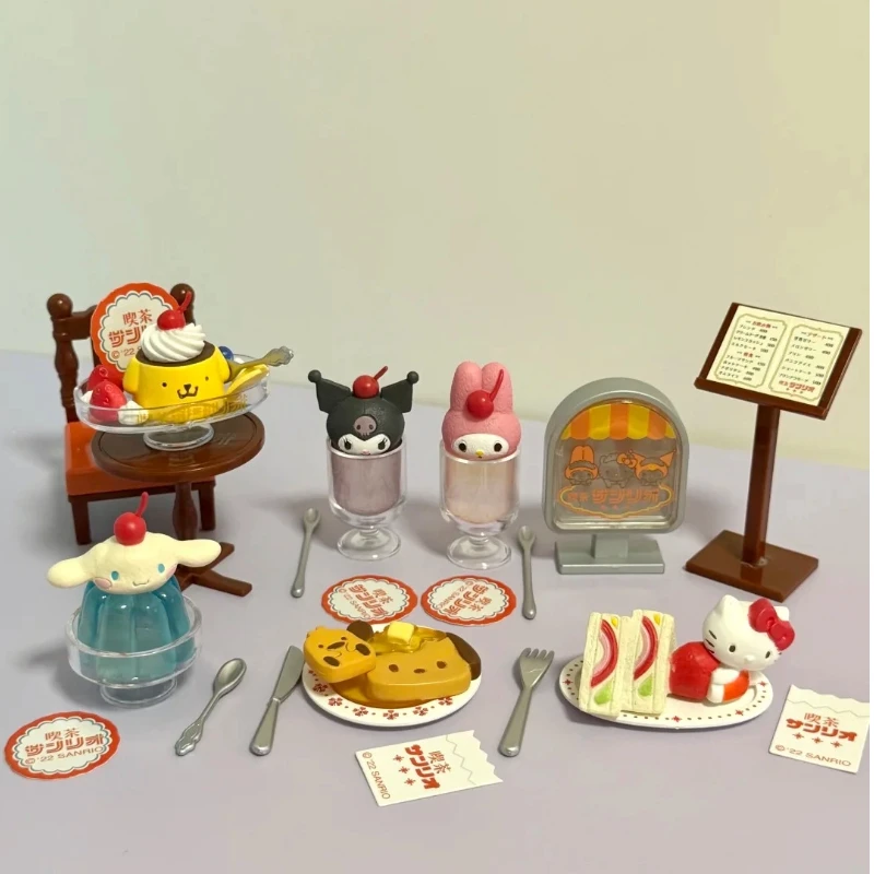 

Retro Coffee Store Series Blind Box Kuromi Cinnamoroll Make Tea Action Figure Cute Kid Toys Desktop Decoration Birthday Gifts