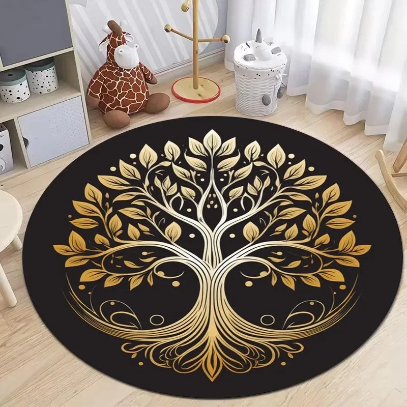Celtic Tree of Life Round Rugs Nature Mandala Design Circle Carpet Home Living Room Bedroom Decor Ancient Spiritual Rug Non Slip
