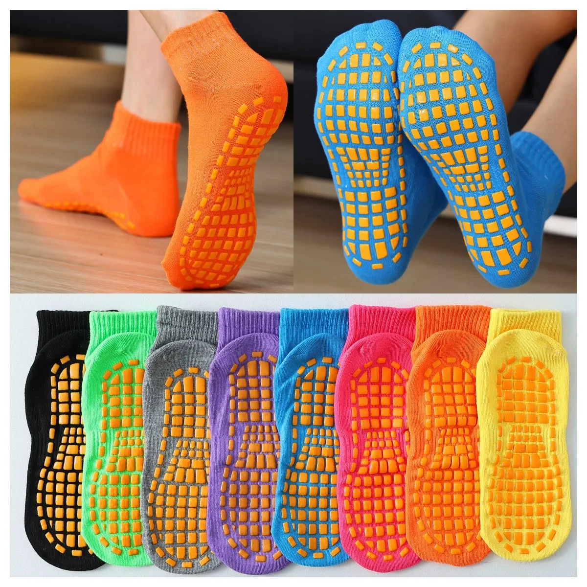 5 Paar Trampolinsocken für Kinder, Yoga-Socken für die Früherziehung im Innenbereich, rutschfeste Socken, Bodensocken für zu Hause